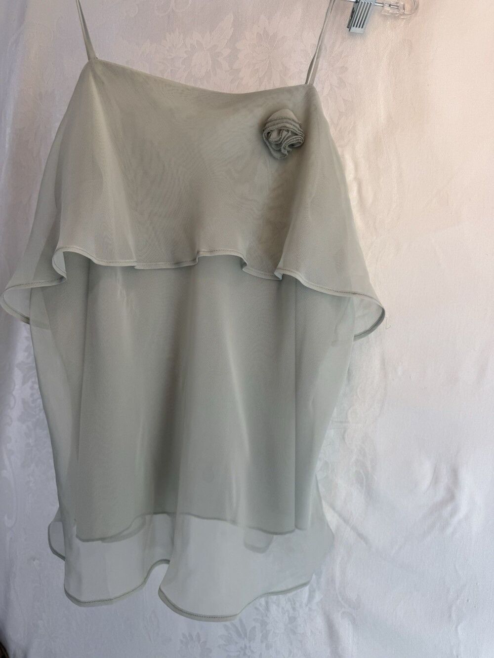 Xhilaration Target Green Spaghetti Strap Tank Flowy Blouse XL With Flower